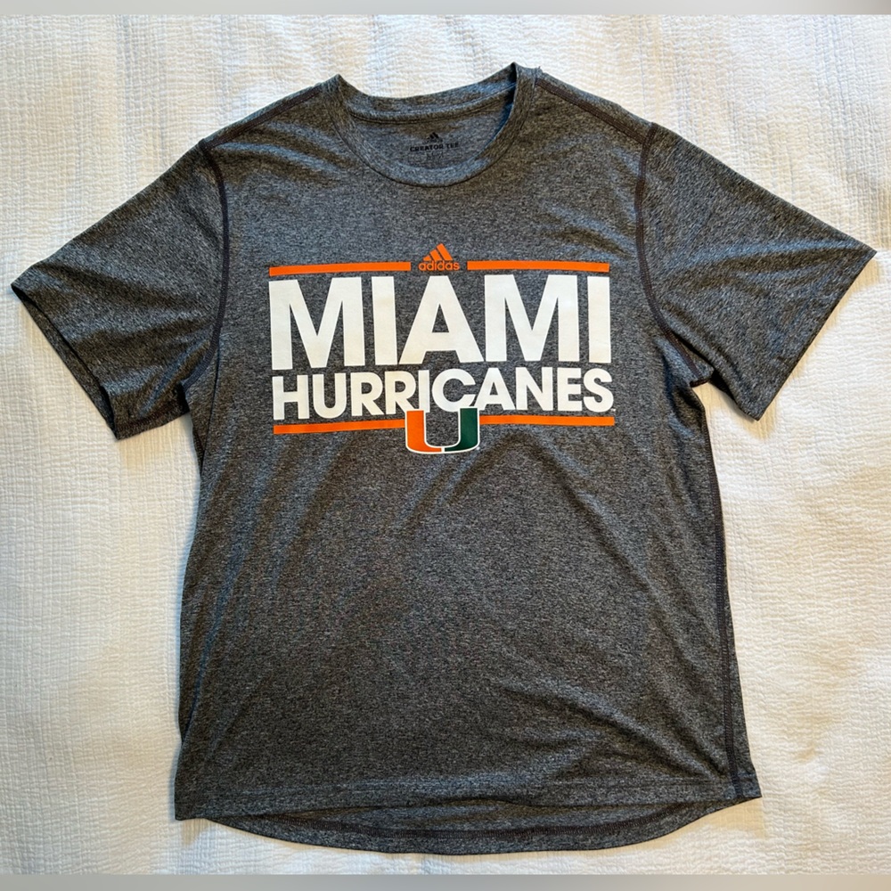 Adidas University of Miami Hurricanes Creator T Shirt Size M